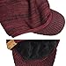 FORBUSITE Men Knit Beanie Visor Cap for Winter Women Thick Beanie with A Brim Striped Claret
