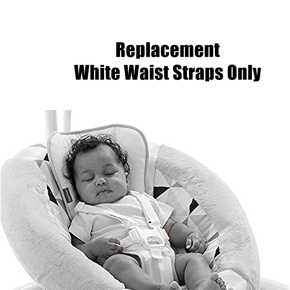 Replacement Parts for Baby Swing - Fisher-Price Revolve Baby Swing FBL70 ~ Set of 2 White Replacement Waist Strap with Male Part of Buckle