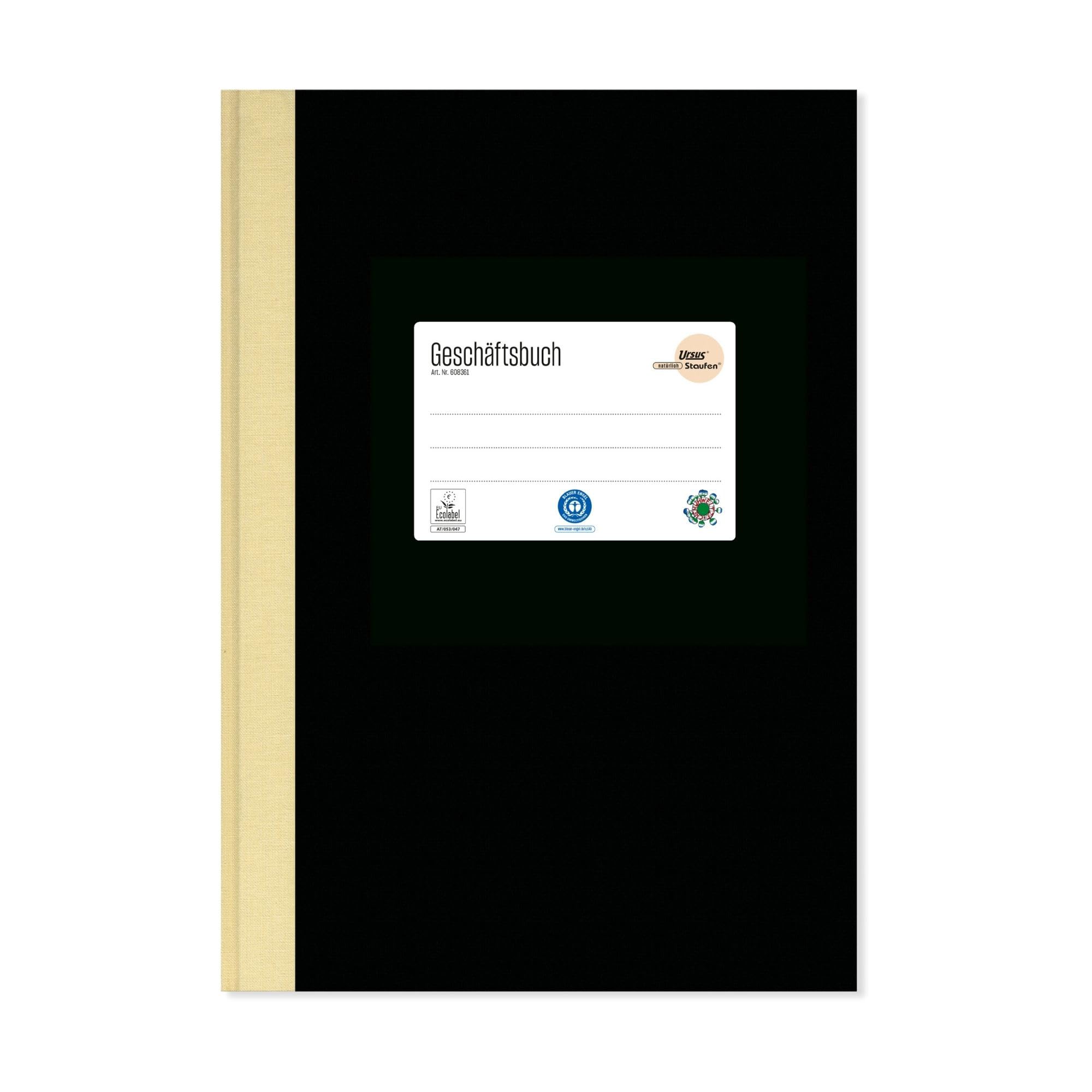 Staufen Staufen Green Account Book, DIN A4, High-Quality Linen Cover, Line Style 5 mm Squared, 144 Sheets, Premium White 80 g/m² Recycled Paper, Pack of 1