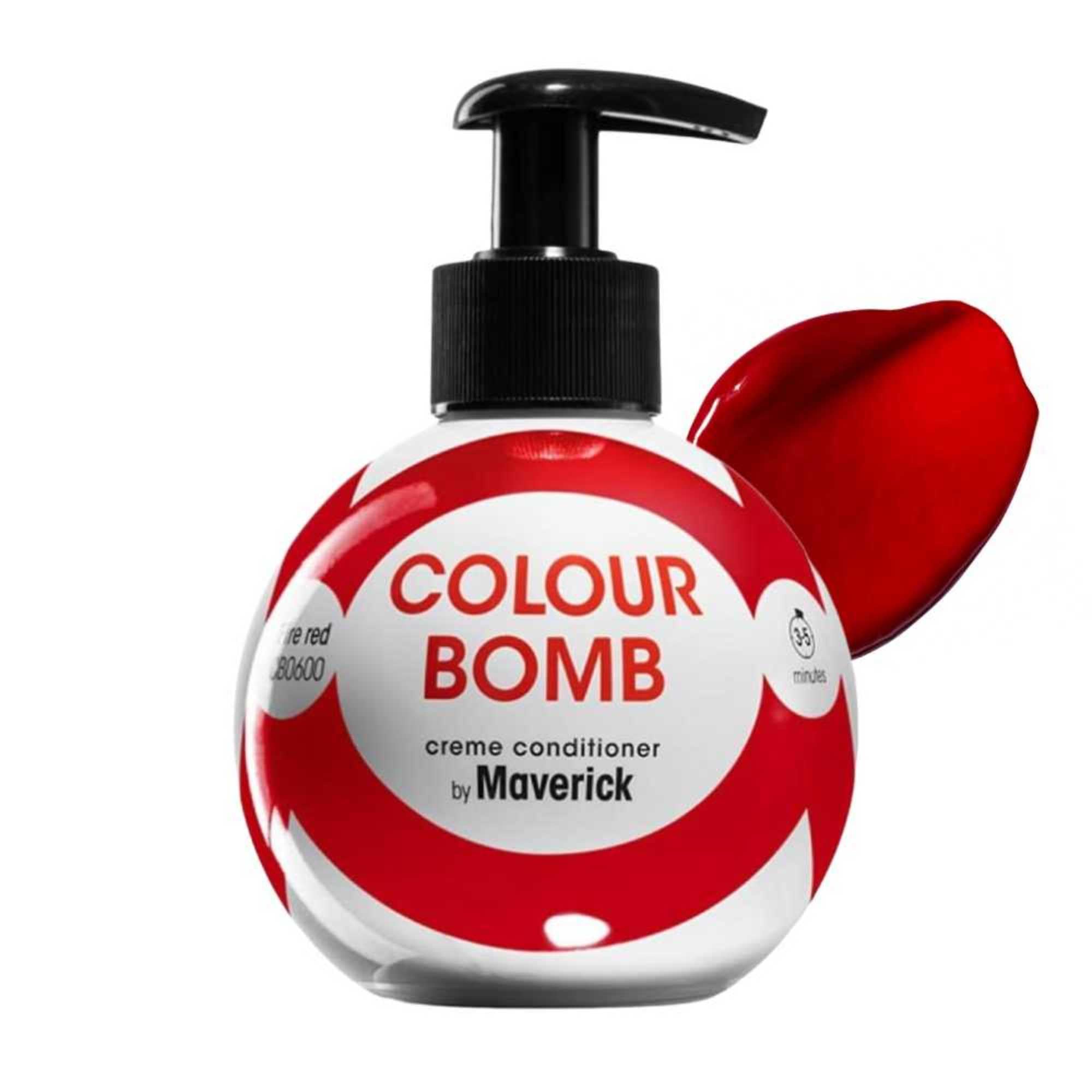Colour Bomb by Maverick Fire Red Hair Colour Depositing Conditioner 250ml – Vibrant Gloss & Shine, Softening & Nourishing Colour Refresh Treatment, No Mix, Vegan, Ammonia & Peroxide Free