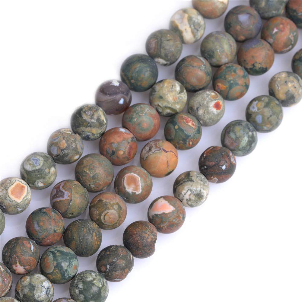 Sweet & Happy Girl's Store SHGbeads 10mm Frost Matte Green Rhyolite Jasper Semi Precious Gemstone Round Loose Beads for Jewellery Making DIY Handmade Craft Supplies 15"