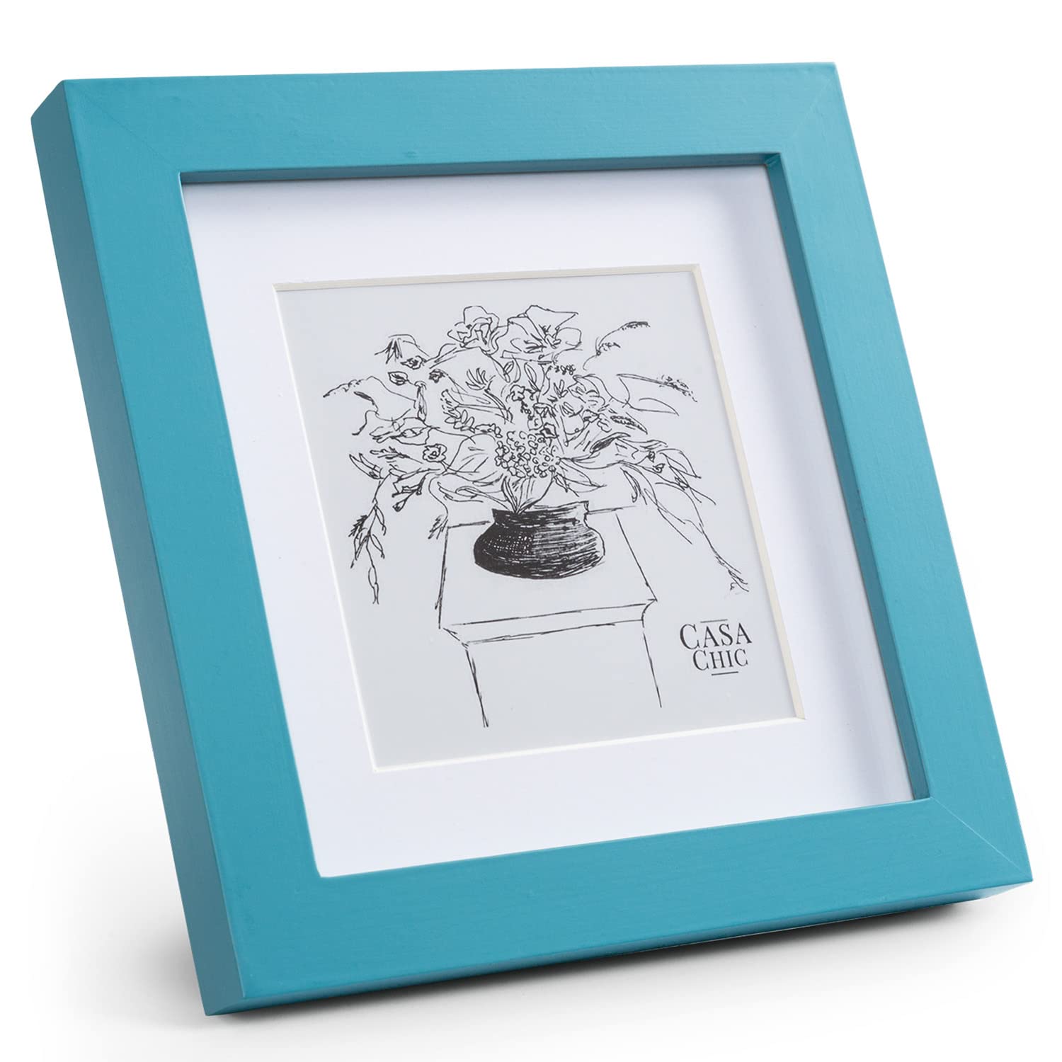 Casa Chic Picture Frames, 18 x 18 cm Photo Frame, Standing/Wall Mounted Photo Frames For Home & Office, Vertical/Horizontal Display, Real Glass & Wood, Passepartout Frame