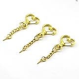 JCBIZ 20pcs Gold Heart Design Spring Snap Keychain