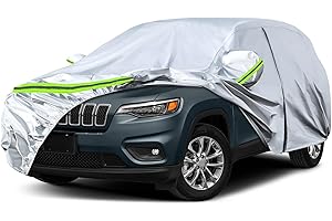 SPORTULI Waterproof Car Covers Replace for 2014-2025 Jeep Cherokee, 6 Layers Silver All Weather Custom-fit Car Cover with Zipper Door & Windproof Bands for Snow Rain Dust Hail Protection