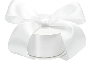 DINDOSAL White Ribbon 2 Inch Double Face Satin Ribbon Thick White Ribbon for Wedding Bridal Bouquet Crafts Party Decorations - 25Yards