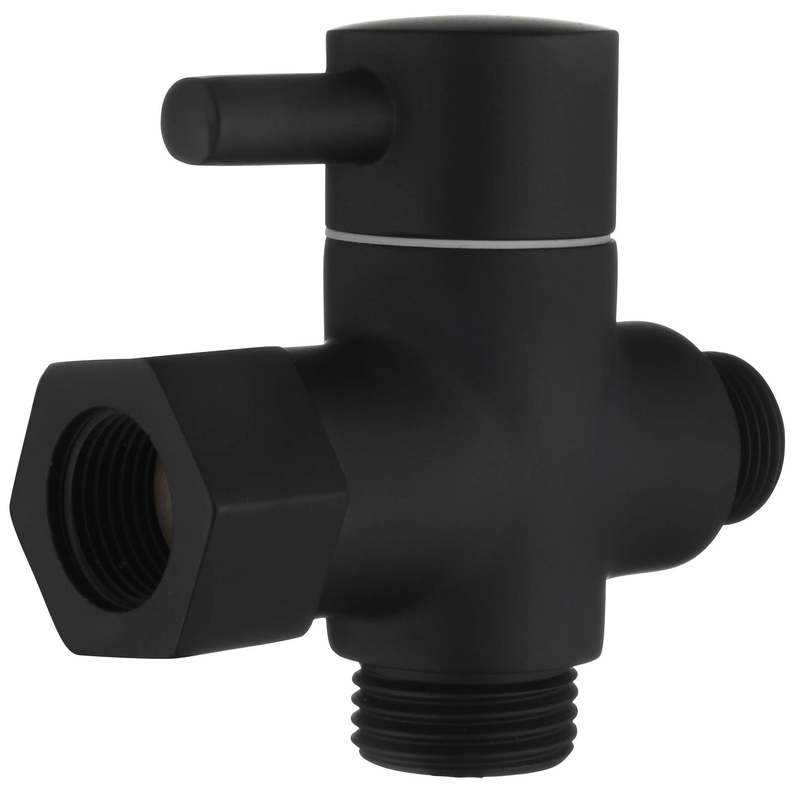 Tecmolog 3 Way Diverter Valve Brass Shut Off Valve 3/8”-12/17 T Adapter for Toilet Water Line,Black,DSF007DB