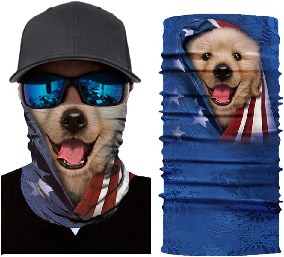 3D Animal Seamless Bandana Rave Face Mask Dust Wind UV Protection Scarf Sports Headwear Neck Gaiter Balaclava for Men,Women