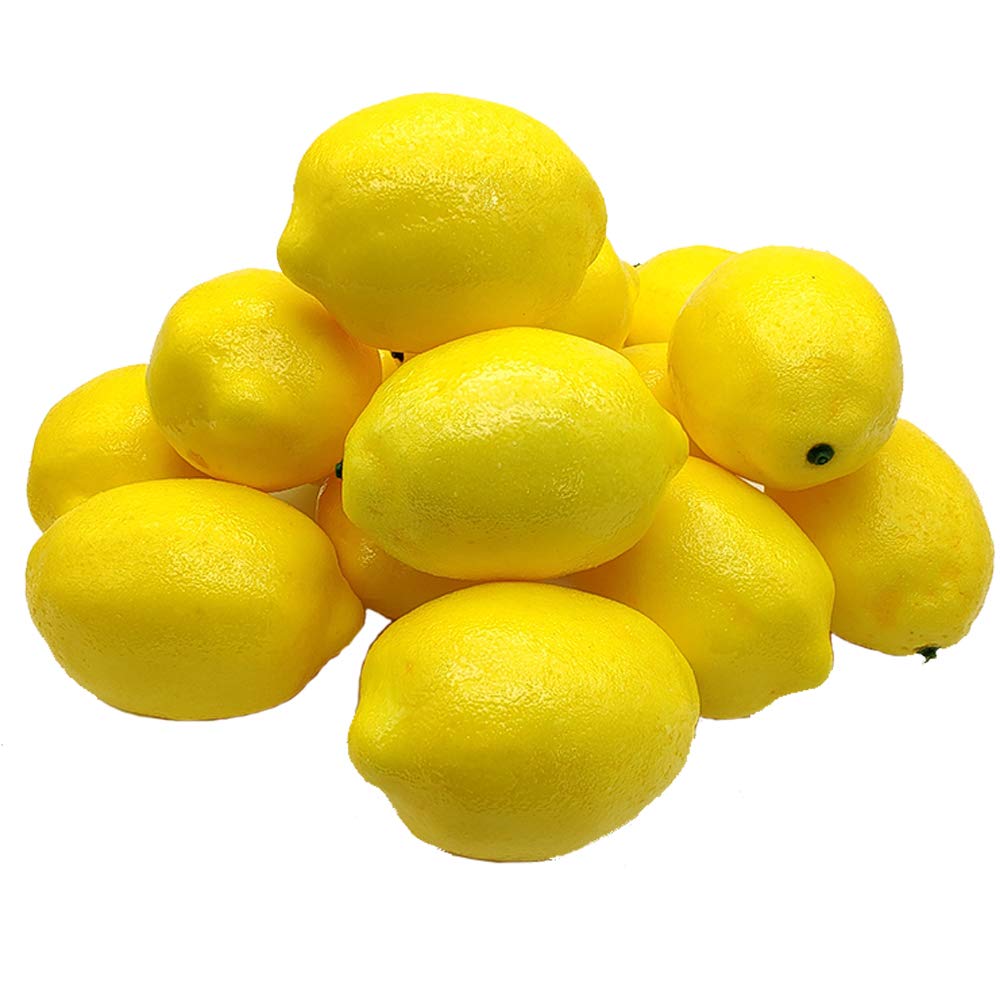 Aisamco 15pcs Artificial Lemons 10cm x 7cm Faux Fruits Artificial Yellow Lemons Foam Lemon for Home Kitchen Fake Fruit Bowl Lemon Wreath Garland Decoration