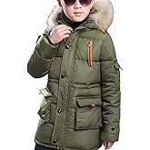 FARVALUE Boy Winter Coat Warm Quilted Puffer Water Resistant Parka Jacket with Detachable Fur Hood for Big Boys