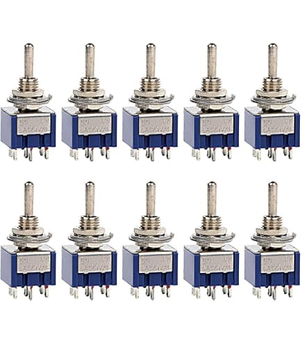 10-Pack DPDT On/Off/On Mini Toggle Switch 3A 12V For Car Dash & Electronics, Solder Terminals