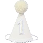 GORNZX Boho 1st Birthday Hat - White,Natural Boho Decorfor Baby's First, Party Hat for Baby's 1st Birthday (1)