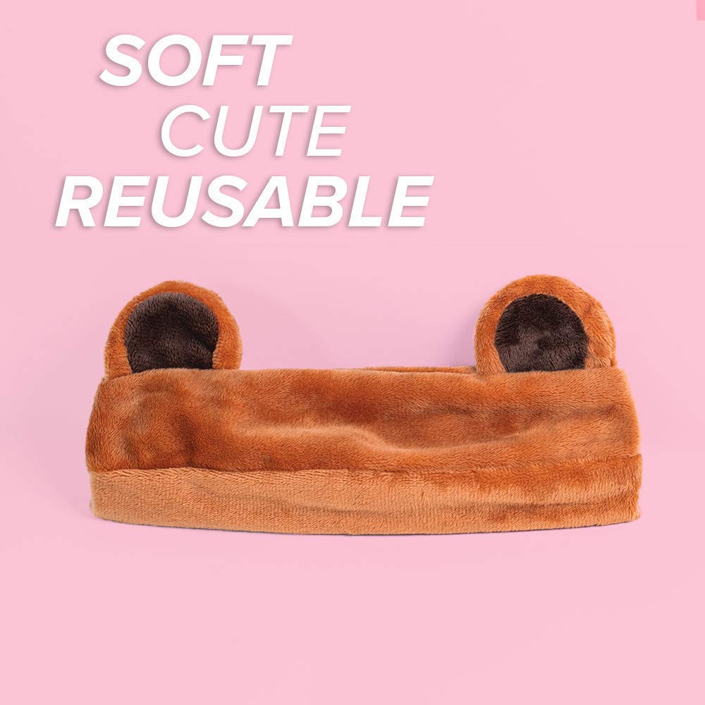 I DEW CARE Brown Bear Face Wash Headband | Soft Velvet Spa Headband for Washing Face, Makeup, Shower, Bath | Korean Skincare : Beauty