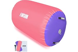 AWSUM 1 PCS Gymnastics Barrel Air Roller Inflatable Tumbling Mat Back Handspring Trainer for Octagon Mat Gym Gymnastics Equipment，No Electric Pump