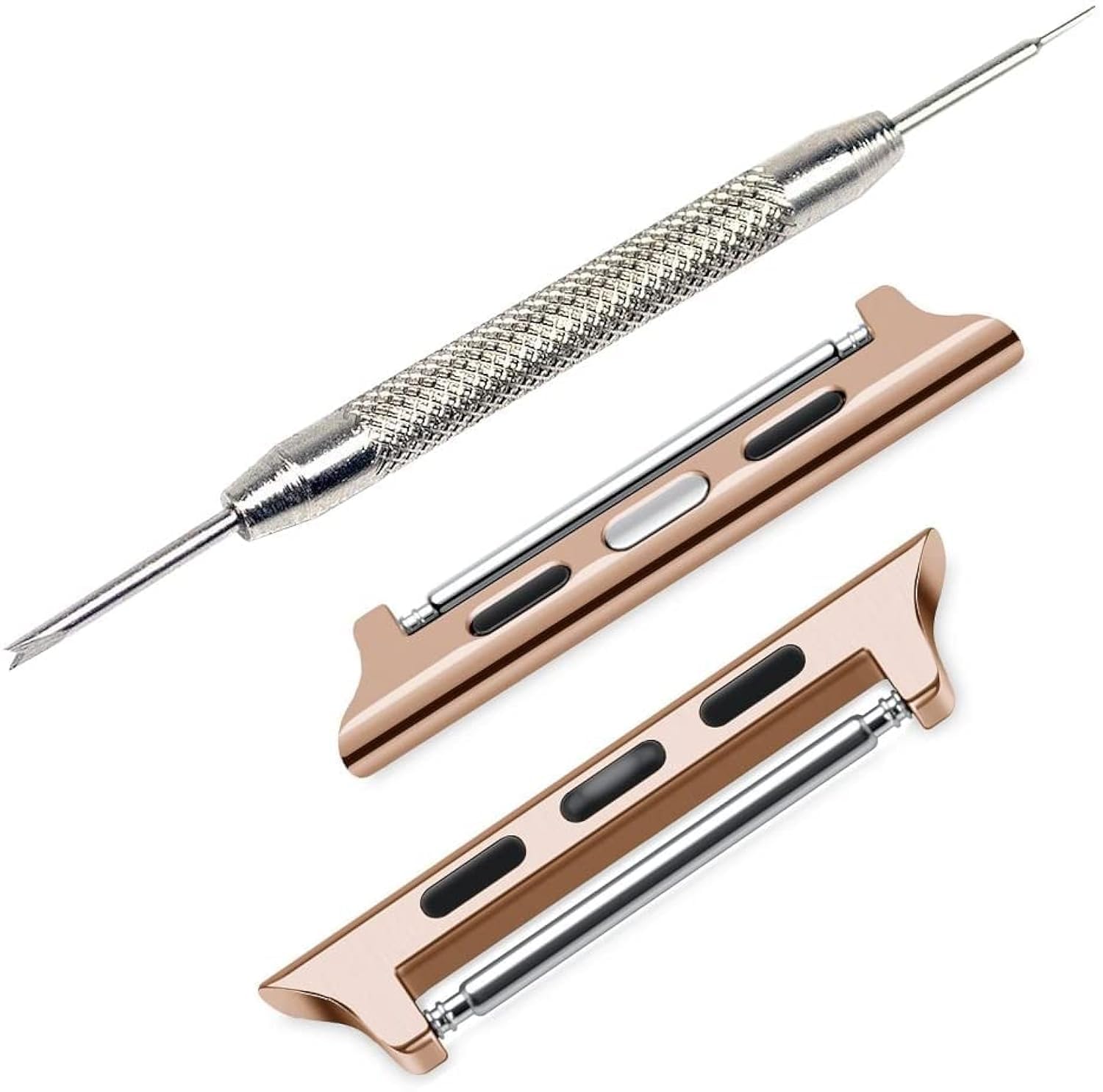 Vintage Time Watches | 20mm Watch Adapter Connector kit for 38/40 / 42 / 44mm Apple Smart Watch | + Tool and Pins (42/44mm, Rose Gold)