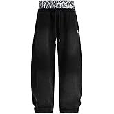 Aelfric Eden Leopard Double Waist Baggy Sweatpants Wide Leg Trouser Casual Lounge Pants with Pockets Unisex