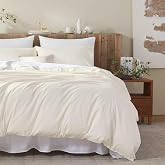 DCSKY Cream White Duvet Cover Queen Size Ultra Soft 100% Egyptian Cotton | 1600Thread Count with Luxury Sateen Weave Cotton Duvet Cover ，Super Cool and Breathable, Hotel-Style Bedding