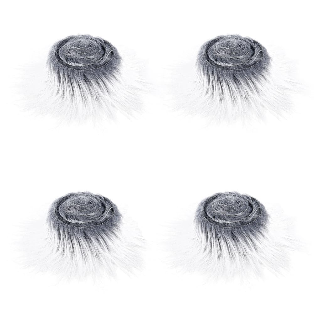 GORGECRAFT 4 Roll 150x9-15cm Shaggy Plush Faux Fur Fabric Precut Strips Fluffy Fuzz Craft Sewing Fur Cuts for DIY Halloween Christmas Winter Costume Gnome Beard Hair Cosplay Dwarf Decor Light Grey