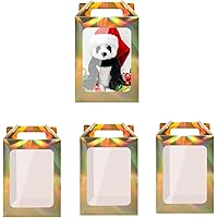 12 Pcs Kraft Paper Gift Bags With Clear Window - Wedding Party Favor Bags