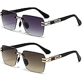 SUNGAIT Rimless Rectangle Sunglasses Square Frameless Shades for Men Women Y2K Vintage UV Protection