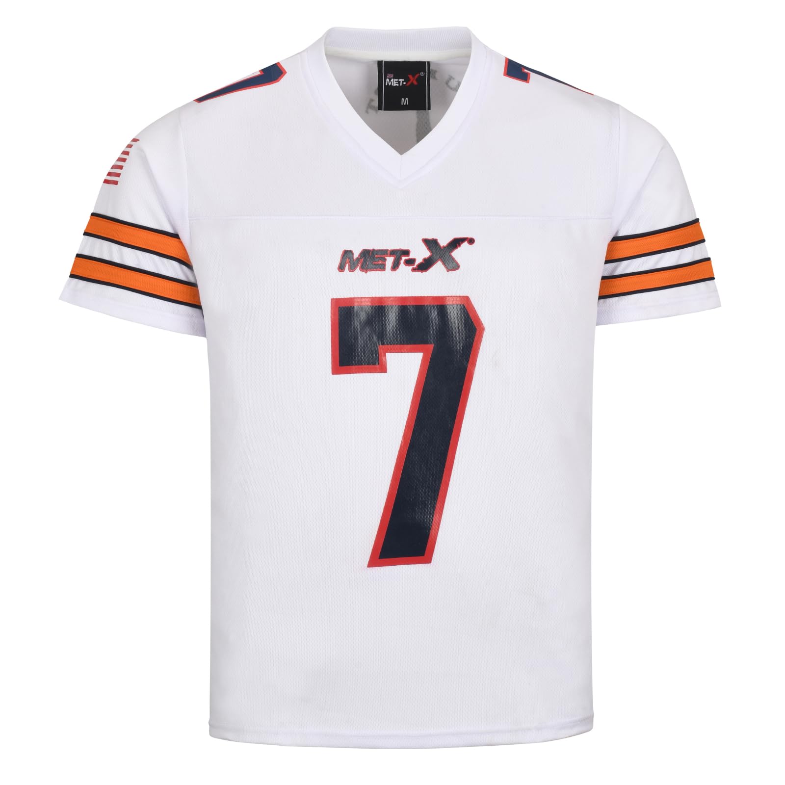 Mens Oversized T-Shirt American Football Style Top Jersey 100% Polyester Team Shirt (White and Orange, 3XL)
