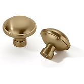 Khtumeware 10 Pack 1-1/4 inch Brushed Brass Cabinet Knobs - Brushed Gold Drawer Knobs for Kitchen and Dresser Drawers
