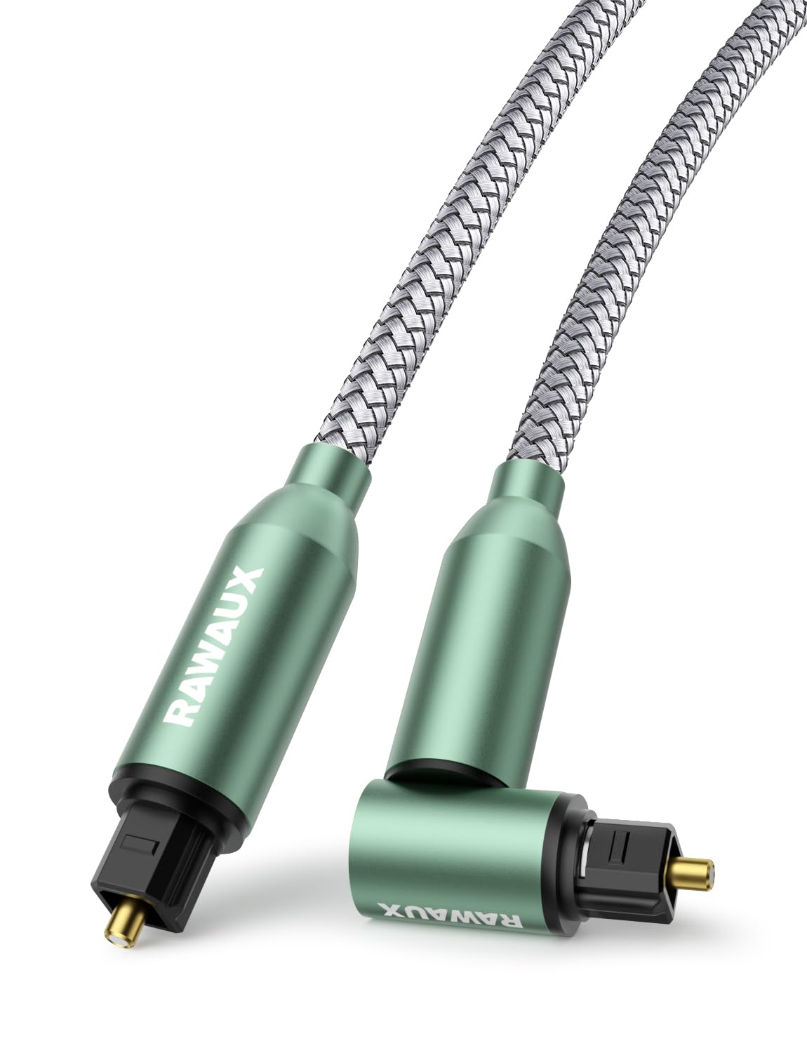 RAWAUX 2M Optical Audio Cable, 90 Degree Digital SPDIF Optical Cable Right Angle Gold-plated Plug Fiber Optic Lead Compatible with Soundbar to TV, Home Theater, PS4, Xbox, Playstation