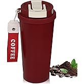 DITOSH Insulated Coffee Tumbler 17.9oz 530ml Travel Coffee Mug 316 Stainless Steel Dual Drink Openings Leakproof Lid Reusable Insulated Coffee Mug Hot and Cold Ideal Travel Mug for Coffee Lover Daily