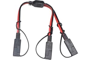 BERLAT 14AWG SAE DC Power Automotive Connector Cable Y Splitter 1 to 2 SAE Extension Cable, Fit for Suitable for Solar Battery Connection and Transfer 12inch/30cm - with Protective Cover