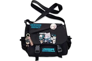 Dalicoter Genshin Impact Handbag Furina Crossbody Bag Single Shoulder Bag Adult Anime 3D Print Backpack Black Bag