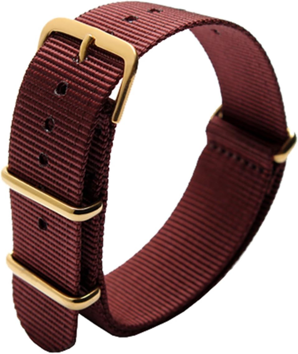 OliBoPo Nato Style Waterproof Ballistic Nylon Watch Strap Watch Bands Bracelet, wine red, 18mm, Bracelet