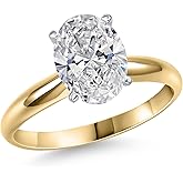 Gem Stone King 2.50 Cttw IGI Certified Lab Grown Diamond in 14K 2-Tone Gold Solitaire Engagement Ring for Women | Oval | E-F Color | VS1-VS2 Clarity