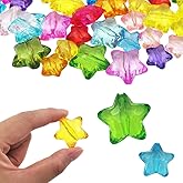 INSPIRELLE 70 Pieces Acrylic Large Star Beads 2 Sizes Transparent Spacer Beads for Jewelry Craft Making