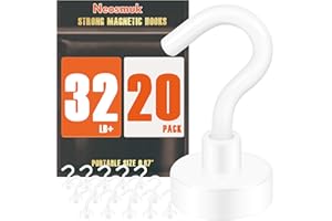 Neosmuk Magnetic Hooks, Cruise Ship Essentials, 32lb+ Heavy Duty Magnetic Hooks for Cruise Cabins, Refrigerator, Grill, Hanging, and Travel | Extra Strong Must-Haves Magnet Hook,White
