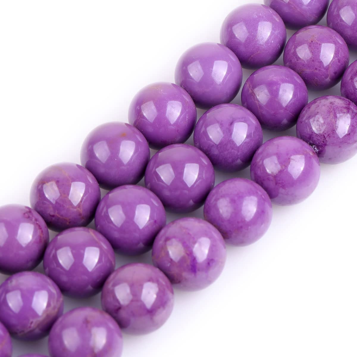 GEM-Inside Natural 12mm Purple Phosphosiderite Round Gemstone Semi Precious Loose Beads for Jewellery Making 15''