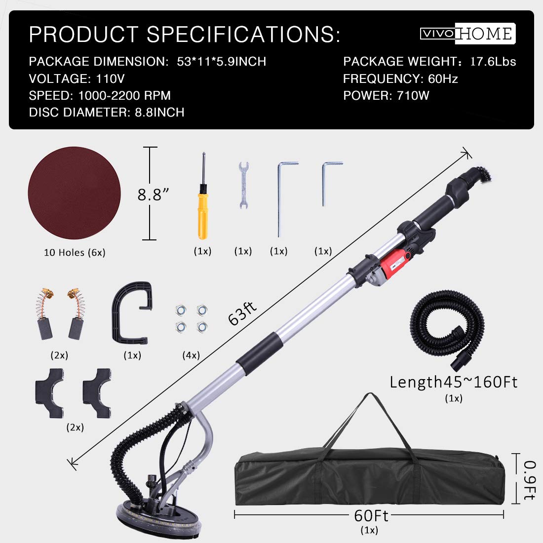 VIVOHOME V710DS Drywall Sanders product image 7