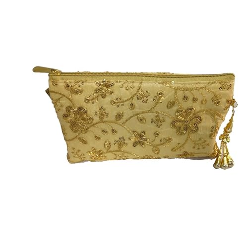 PrettyKrafts Party Wear Hand Embroidered Box Clutch Bag Purse For Bridal, Casual, Party, Wedding