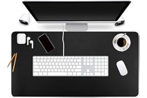 Desk Pad Protector Office Desk Mat, BUBM Waterproof PU Leather Desk Writing Mat Laptop Large Mouse Pad Desk Blotters Desk Decor for Office Home, 35.4" x 17" Black