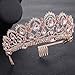 KMVEXO Baroque Royal Queen Gold Wedding Crown Crystal Princess Tiara Headbands for Women Bridal Party Birthday Headpieces (Rose Gold Pink)