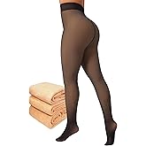 Amzshe Fleece Lined Tights for Women, Winter Fake Translucent Warm Pantyhose