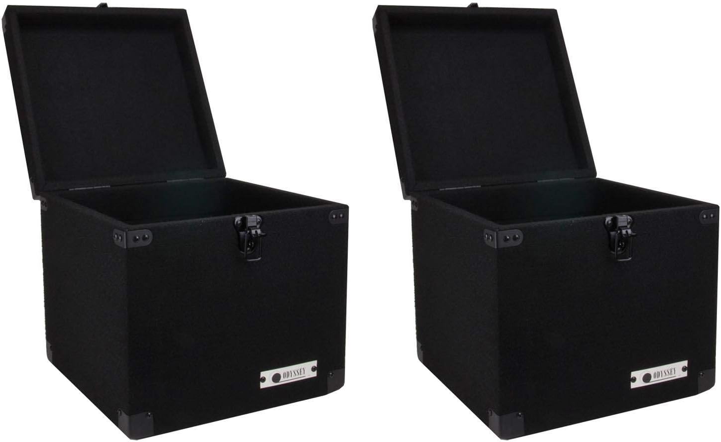 (2) Odyssey CLP090E Carpeted DJ Cases w/Detachable Lid for 90 LP Vinyl Records