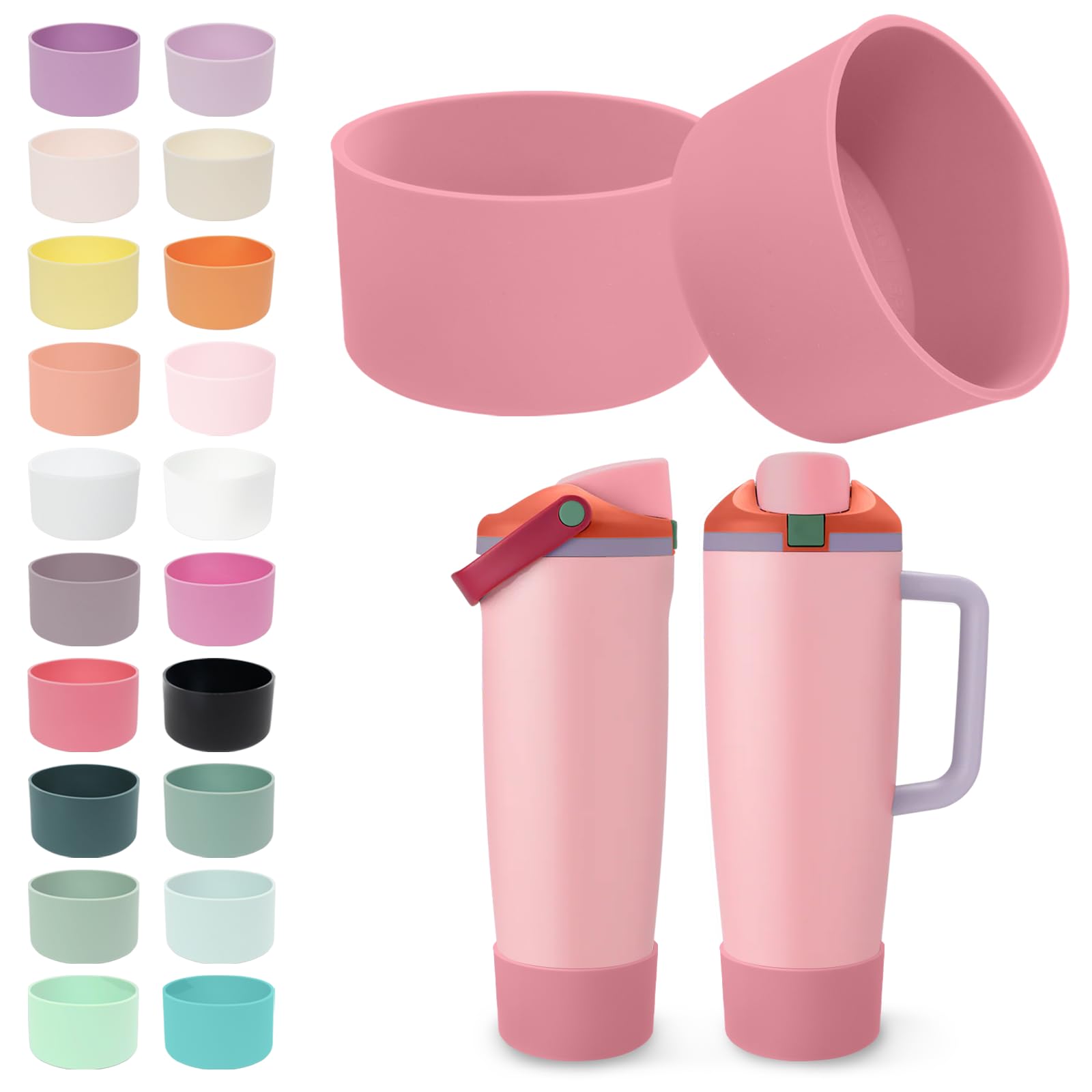 Photo 1 of Kaitiaki 2Pcs Silicone Boots for 30oz & 40oz Owala Bottles Sway & Tumblers – Non-Slip, Scratch-Resistant, Stability Enhancer for Owala Accessories, Available in 18 Colors (Vintage Rose)