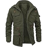 INVACHI Men's Winter Jacket Warm Cotton Military Jackets Fleece Lined Thick Work Cargo Coats with Hooded
