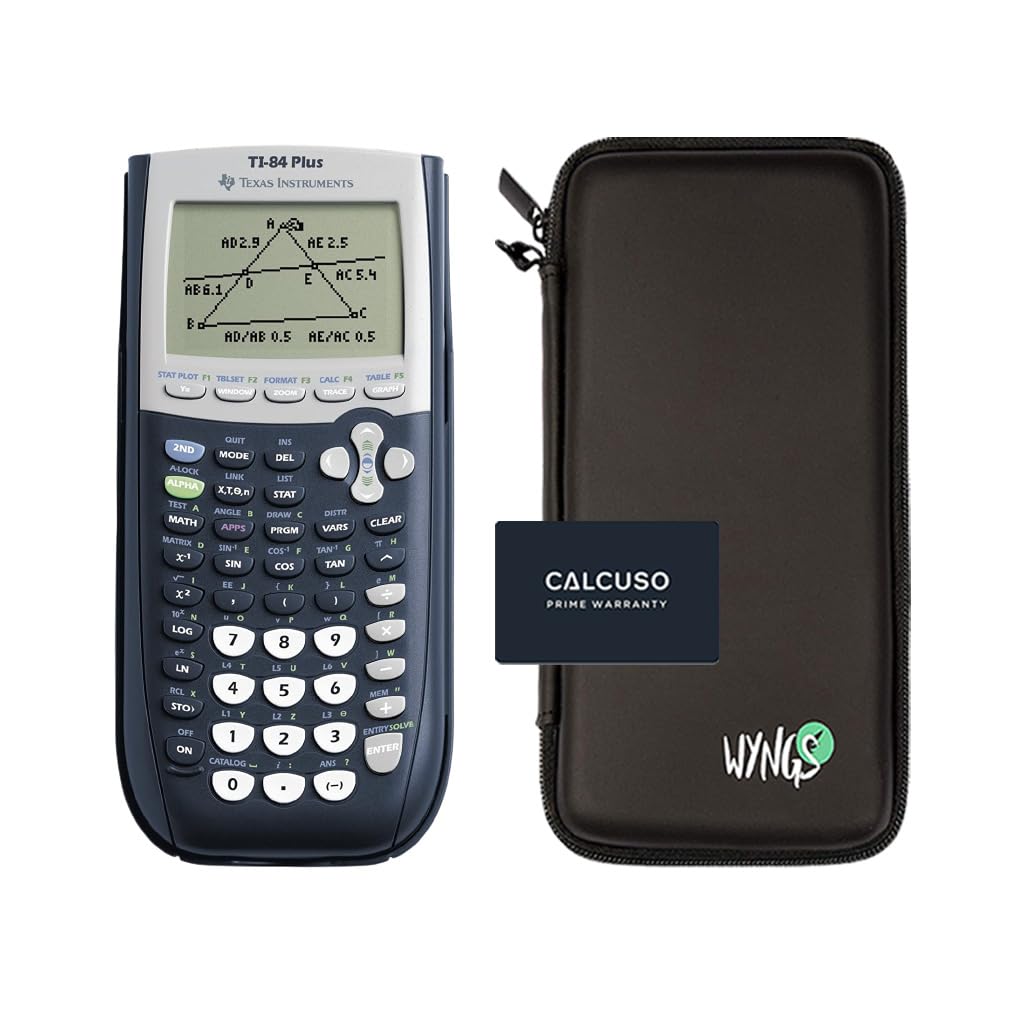 Calcuso Economy Pack: TI 84 Plus Graphing Calculator + WYNGS Protective Case Black + Extended Warranty from Calcuso