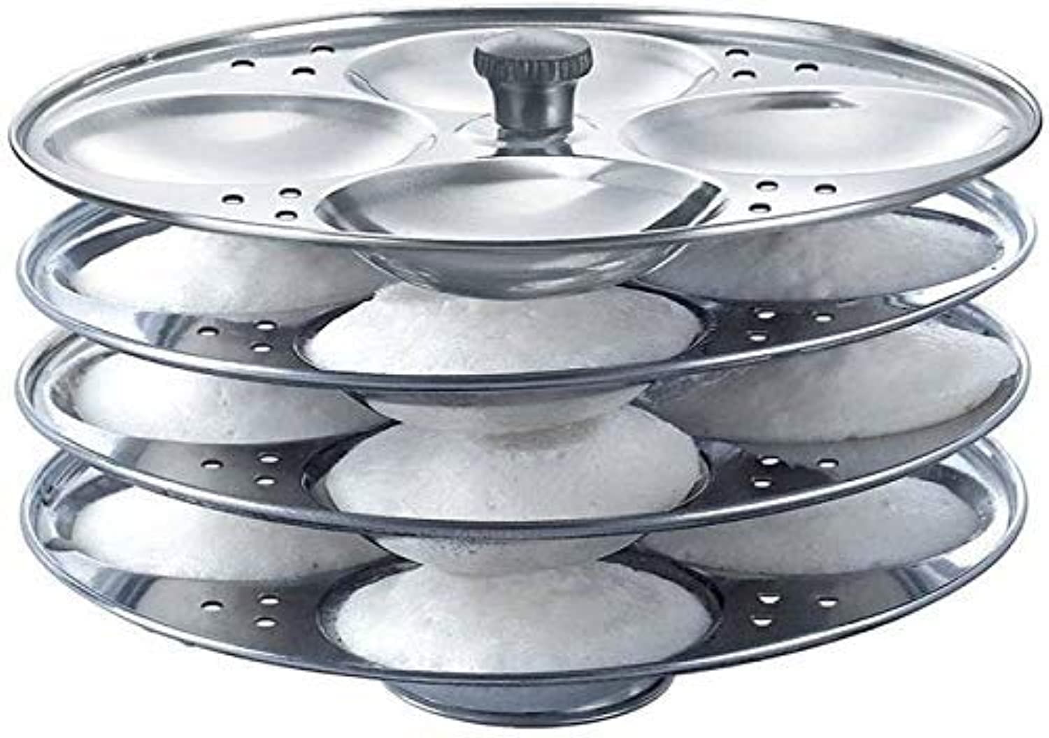 Stainless Steel 4 Rack Idli Stand, Idli Maker - Indian Idli (Rice Cake) Steamer, Makes 16 Idlis