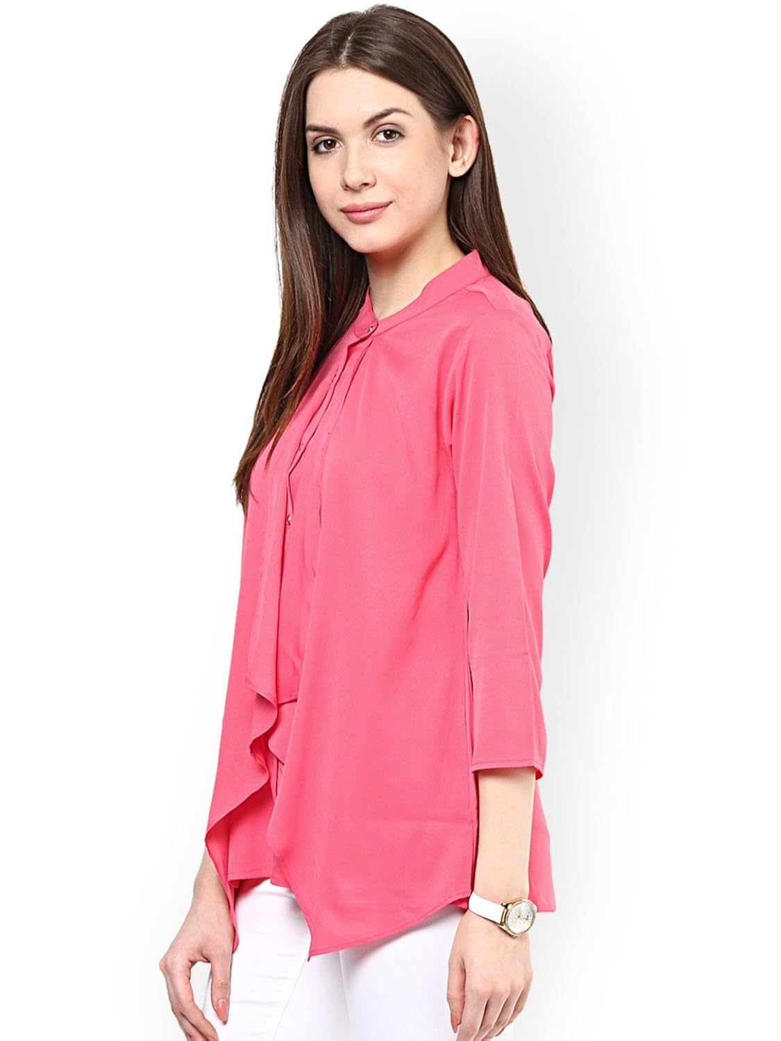 rare pink georgette layered top with cut-out detail (ep1602)