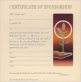 Baptism Sponsorship Celebration Certificate With Envelope Pkg Of 12 61360 9780806613604 Amazon Com Books