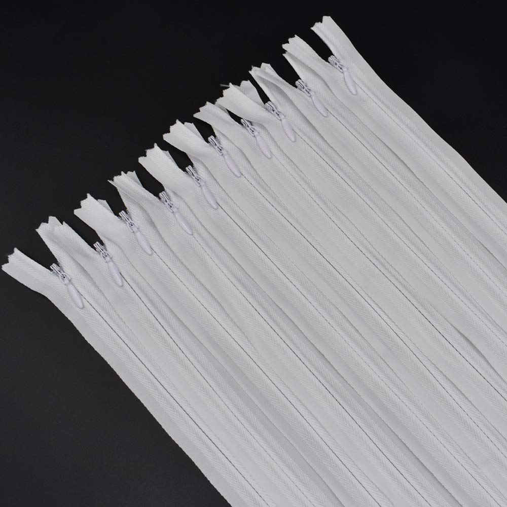 20Inch 40Pcs Invisible Zippers Nylon Coil Zipper for DIY Craft Tailor Sewing Crafts Accessories (White)