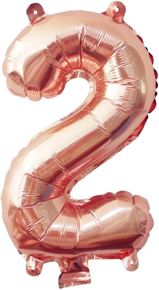Glanzzeit 16 Inch Rose Gold Balloons Letter A to Z Number 0 to 9 Foil Balloons for Wedding Prom Birthday Party Baby Shower Christmas Decor (Number 2)