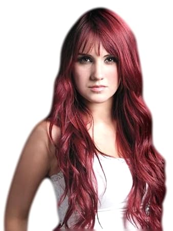 Hair Extension Hair Piece Black With Red Extra Long Clip On Half