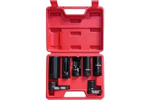 BTSHUB 7pcs Oxygen Sensor Socket Set, Automotive Sending Unit Master Sensor Socket Set, 3/8" Drive & 1/2" Drive